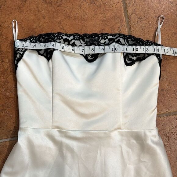 Jessica McClintock Gunne Sax Vintage Ivory Satin Elegant Strapless with Lace 5/6 - Picture 8 of 10